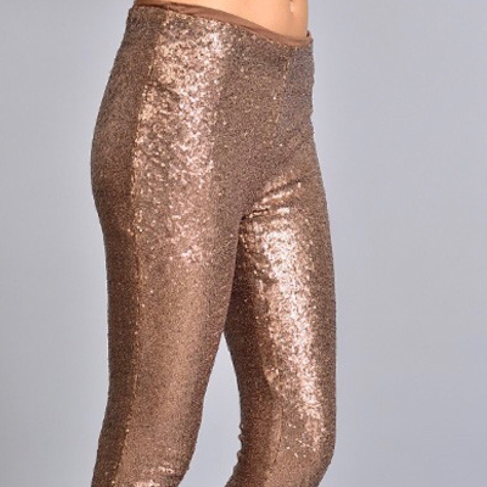 Bronze Gold Sequined Leggings - Picture 5 of 8